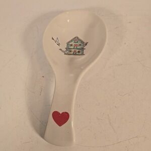Thompson Pottery Tableware Birdhouse Spoon Rest Rustic Kitchen‎ Blue Red